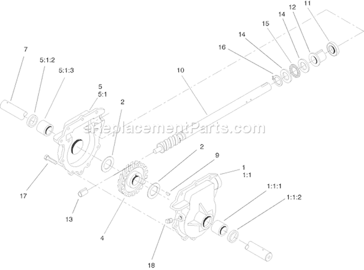 28 Inch Auger Gearcase Assembly No. 106-7254 Diagram and Parts List for 38630 250010001-250999999 - 2005 Toro Snow Blower