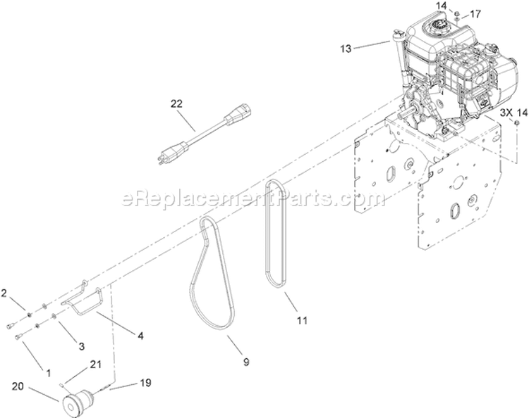 Engine Assembly Diagram and Parts List for 38637C 290000001-290999999 - 2009 Toro Snow Blower