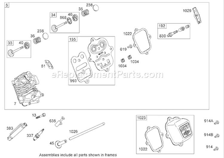 Cylinder Head Assembly Diagram and Parts List for 38639C 280000001-280999999 - 2008 Toro Snow Blower