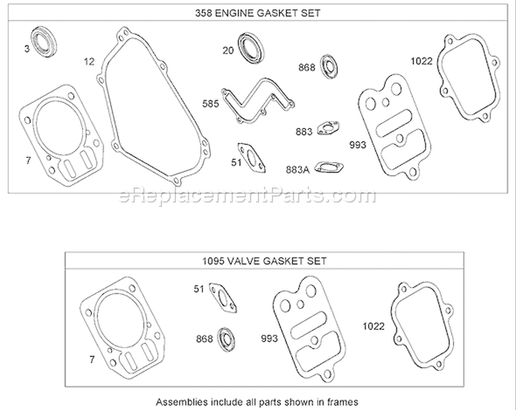 Gasket Kit Diagram and Parts List for 38639C 280000001-280999999 - 2008 Toro Snow Blower
