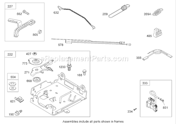 Governor Assembly Diagram and Parts List for 38639C 280000001-280999999 - 2008 Toro Snow Blower