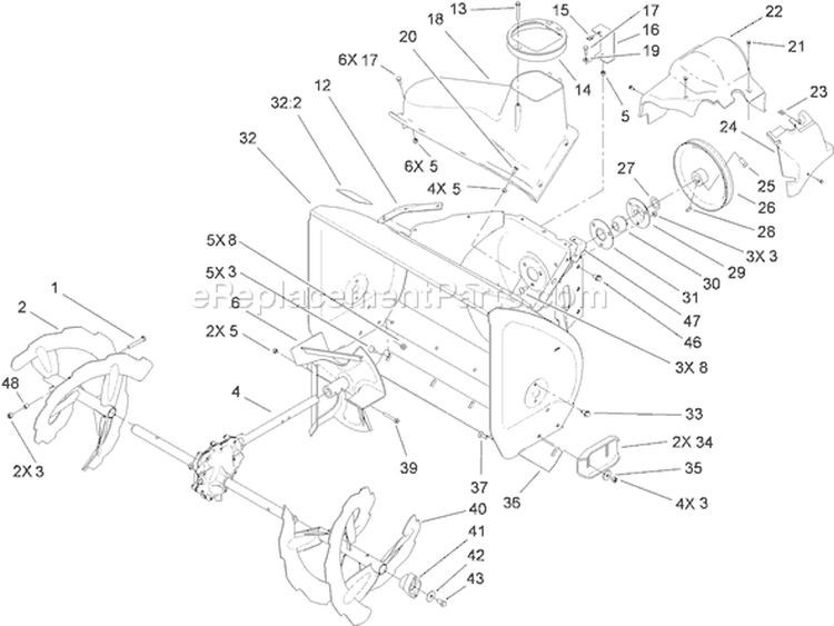 Auger and Housing Assembly Diagram and Parts List for 38639 310000001-310999999 - 2010 Toro Snow Blower