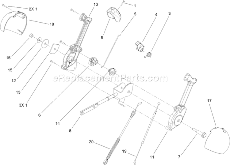 Lever Chute Control Assembly Diagram and Parts List for 38639 310000001-310999999 - 2010 Toro Snow Blower
