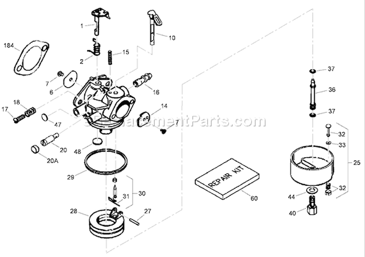 Carburetor Assembly No. 640349 Diagram and Parts List for 38630 260000001-260999999 - 2006 Toro Snow Blower