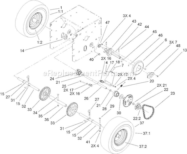 Wheel Clutch Assembly Diagram and Parts List for 38640 260000001-260999999 - 2006 Toro Snow Blower