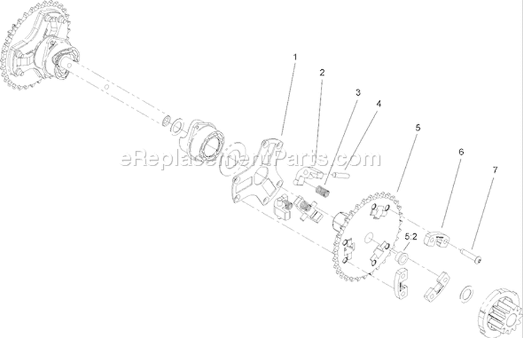 Wheel Clutch Sprocket Assembly Diagram and Parts List for 38640 260000001-260999999 - 2006 Toro Snow Blower