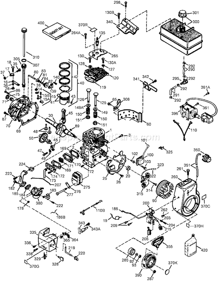 Engine Diagram and Parts List for 38640 290000001-290999999 - 2009 Toro Snow Blower