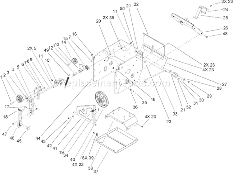 Frame Assembly Diagram and Parts List for 38641 250000001-250999999 - 2005 Toro Snow Blower