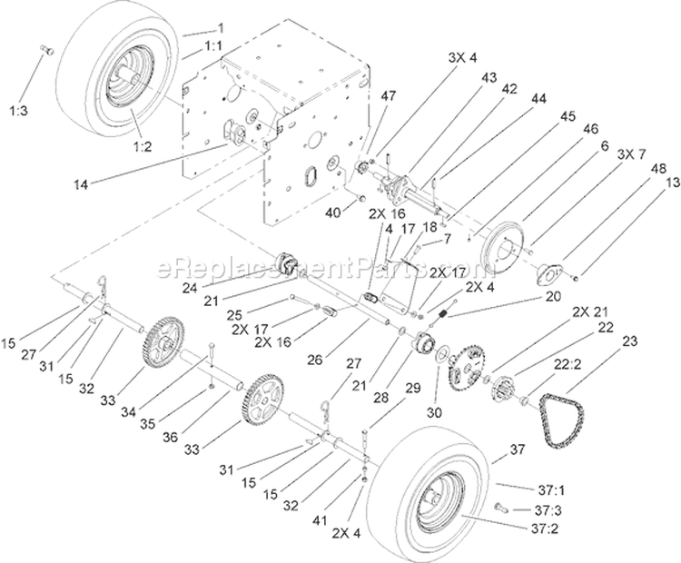 Wheel Clutch Assembly Diagram and Parts List for 38641 260000001-260999999 - 2006 Toro Snow Blower