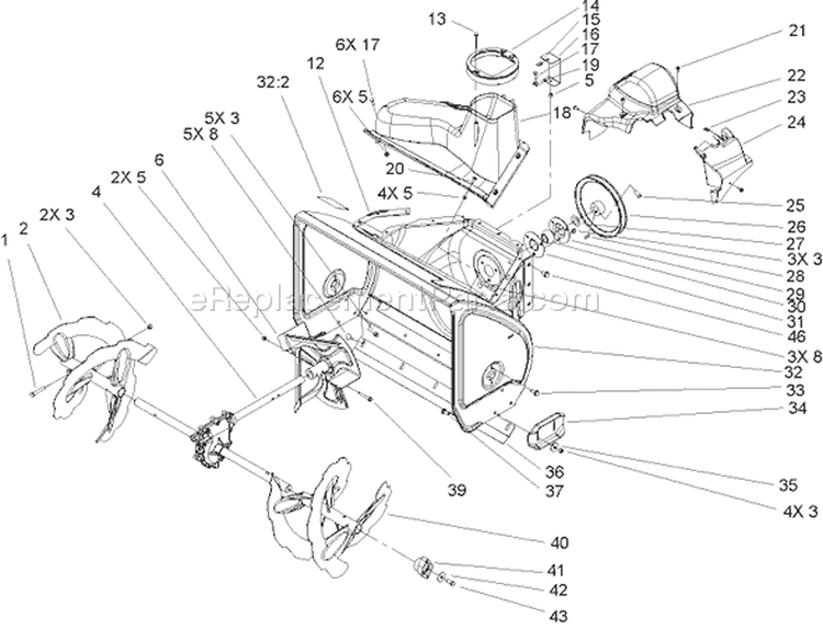 Auger and Housing Assembly Diagram and Parts List for 38632 240000001-240999999 - 2004 Toro Snow Blower