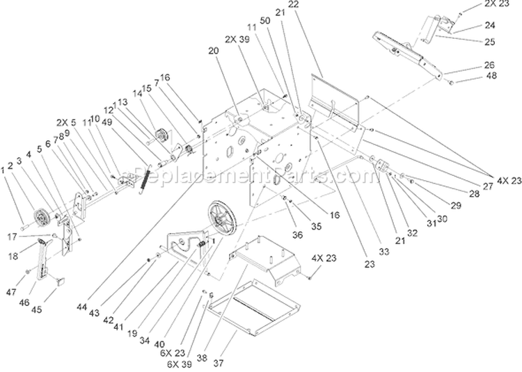 Frame Assembly Diagram and Parts List for 38632 240000001-240999999 - 2004 Toro Snow Blower