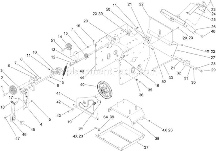 Frame Assembly Diagram and Parts List for 38644 310000001-310999999 - 2010 Toro Snow Blower