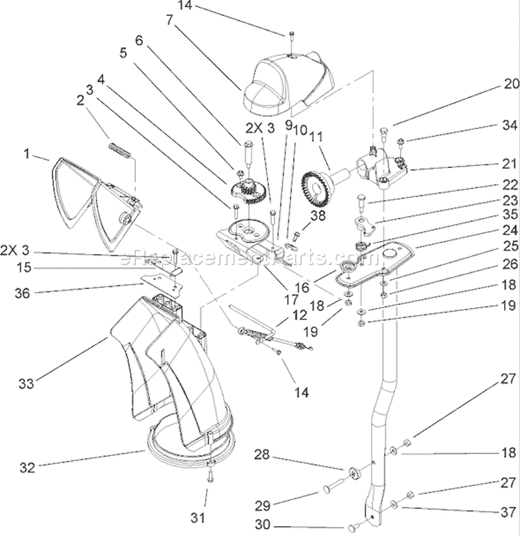 Chute Assembly Diagram and Parts List for 38635 240000001-240999999 - 2004 Toro Snow Blower