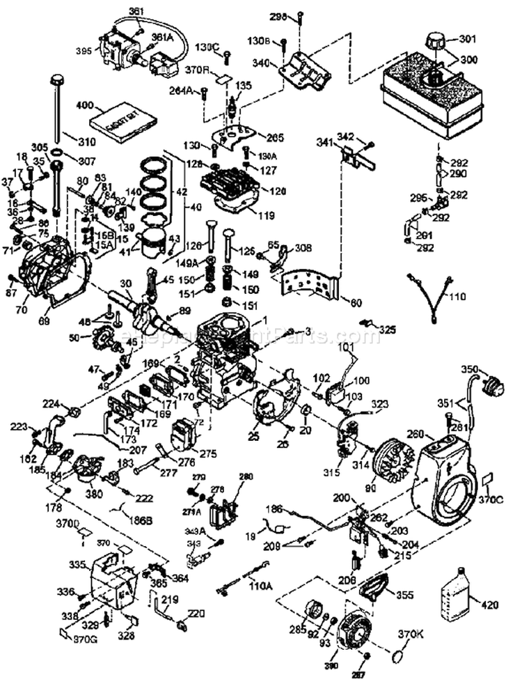 Engine Diagram and Parts List for 38645 240000001-240999999 - 2004 Toro Snow Blower