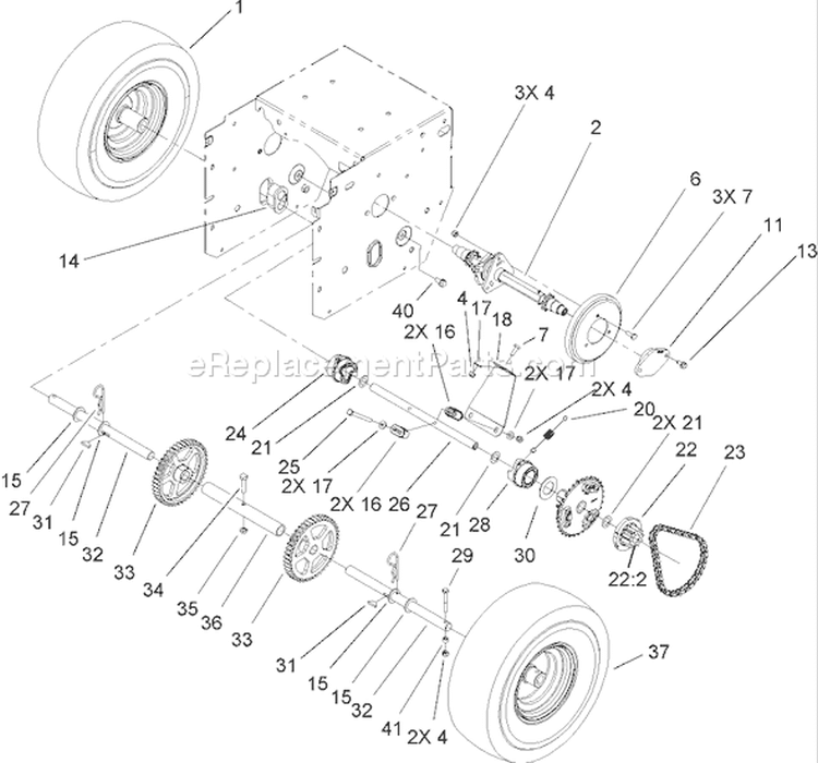 Wheel Clutch Assembly Diagram and Parts List for 38640 250010001-250999999 - 2005 Toro Snow Blower