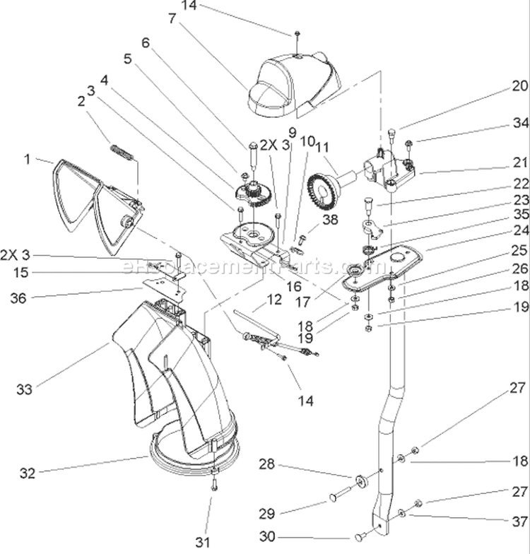 Chute Assembly Diagram and Parts List for 38640 250010001-250999999 - 2005 Toro Snow Blower