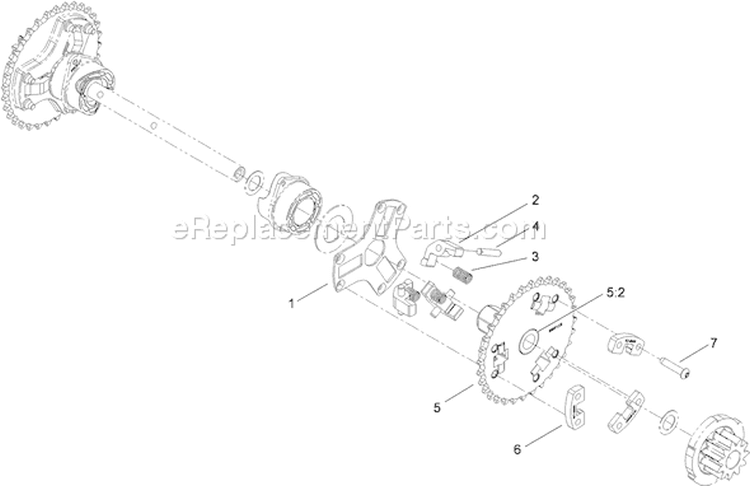 Wheel Clutch Sprocket Assembly Diagram and Parts List for 38644 310000001-310999999 - 2010 Toro Snow Blower