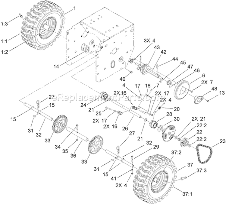 Wheel Clutch Assembly Diagram and Parts List for 38644 310000001-310999999 - 2010 Toro Snow Blower