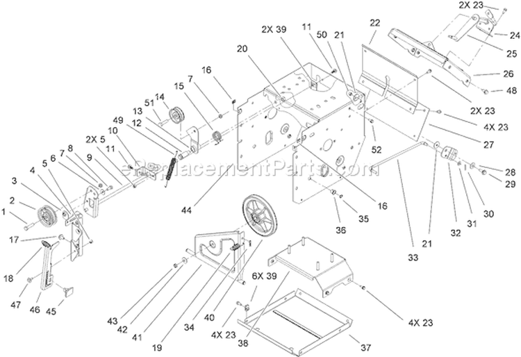 Page E Diagram and Parts List for 38657 310000001-310999999 - 2010 Toro Snow Blower