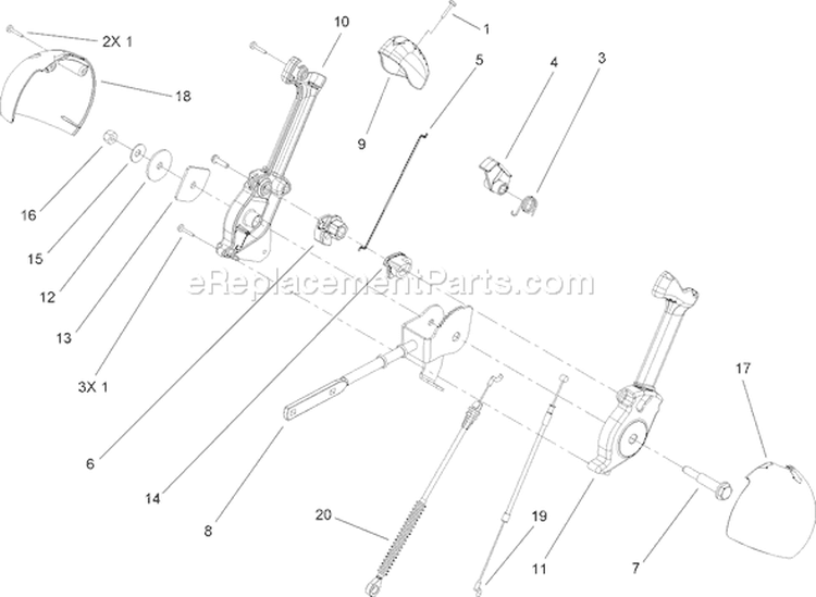 Lever Chute Control Assembly Diagram and Parts List for 38650 280000001-280999999 - 2008 Toro Snow Blower