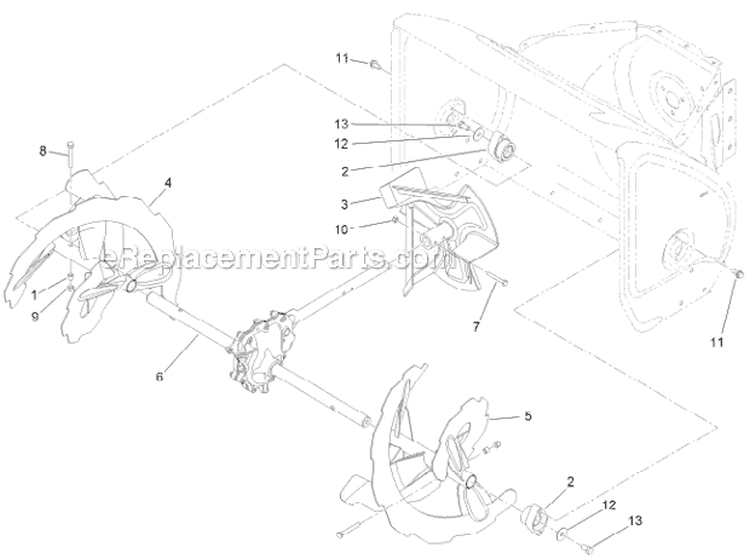 Auger and Impeller Diagram and Parts List for 38660 313000001-313999999 - 2013 Toro Snow Blower