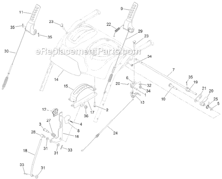 Controls Diagram and Parts List for 38661 312000001-312999999 - 2012 Toro Snow Blower
