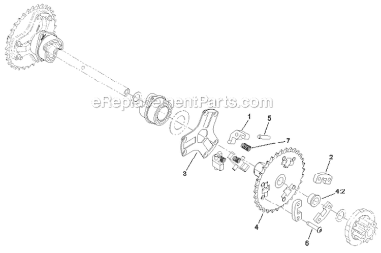 Wheel Clutch Sprocket Diagram and Parts List for 38661 312000001-312999999 - 2012 Toro Snow Blower