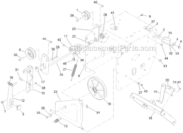 Idler and Linkage Diagram and Parts List for 38661 312000001-312999999 - 2012 Toro Snow Blower