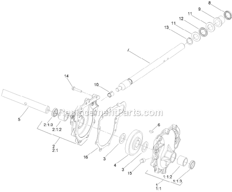 26 Inch Auger Gearcase Diagram and Parts List for 38661 312000001-312999999 - 2012 Toro Snow Blower