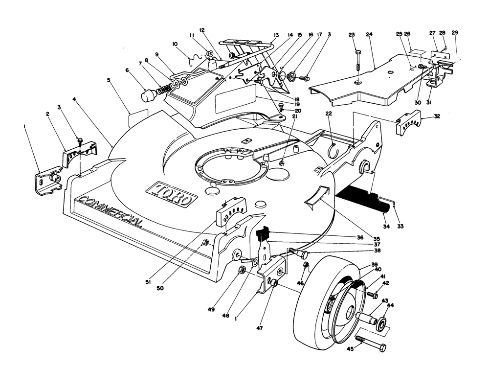Housing Assembly (Model 22035) Diagram and Parts List for 22035 6000001 - 6999999 Toro Lawn Mower