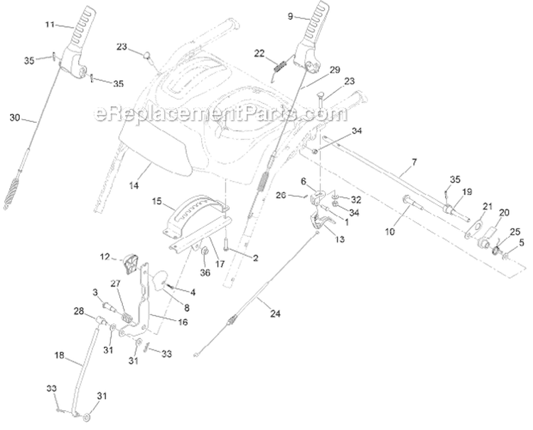 Controls Diagram and Parts List for 38663 312000001-312999999 - 2012 Toro Snow Blower