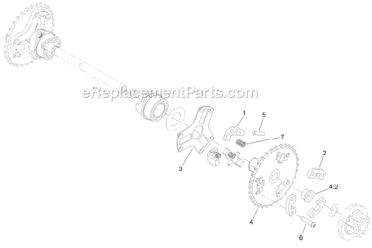 Wheel Clutch Sprocket Diagram and Parts List for 38663 312000001-312999999 - 2012 Toro Snow Blower