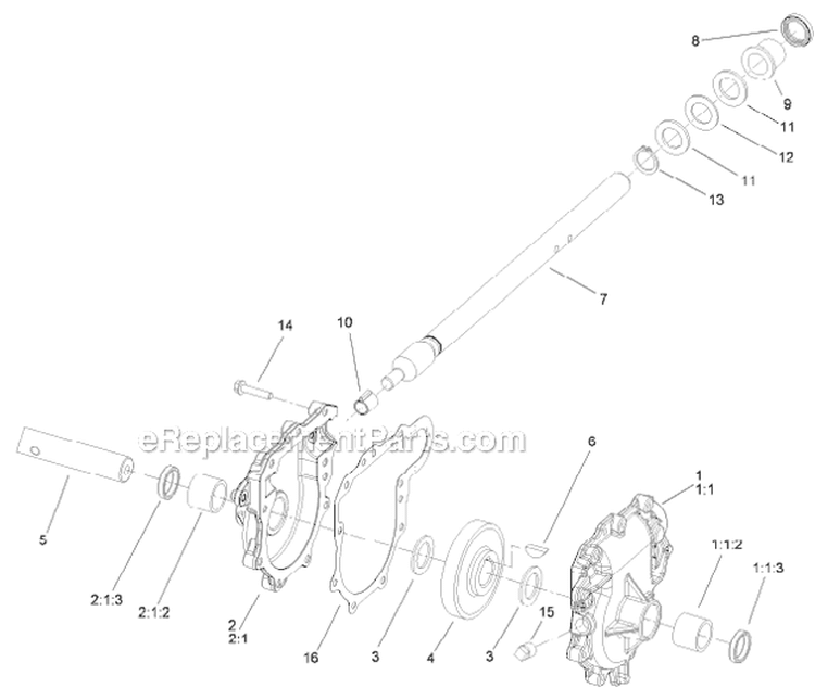 28 Inch Auger Gearcase Diagram and Parts List for 38663 312000001-312999999 - 2012 Toro Snow Blower