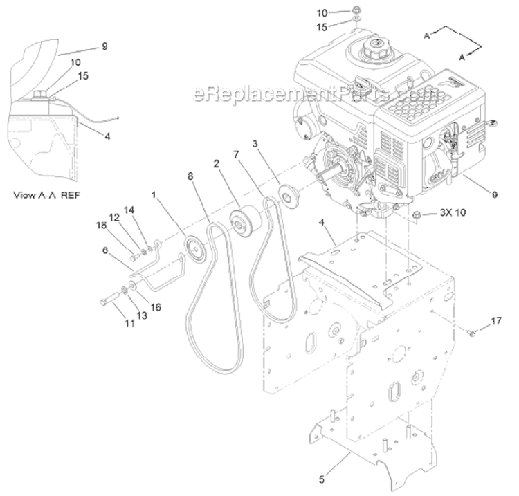 Engine Diagram and Parts List for 38663 312000001-312999999 - 2012 Toro Snow Blower