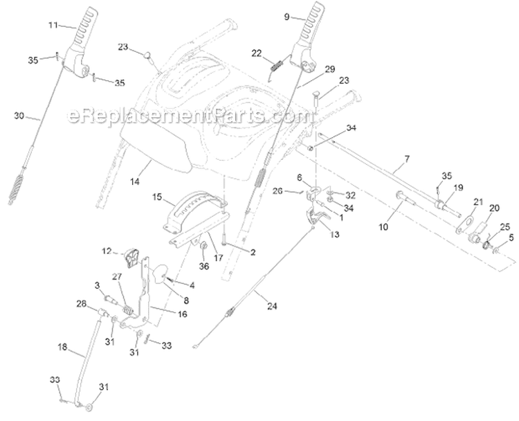 Controls Diagram and Parts List for 38664 313000001-313999999 - 2013 Toro Snow Blower