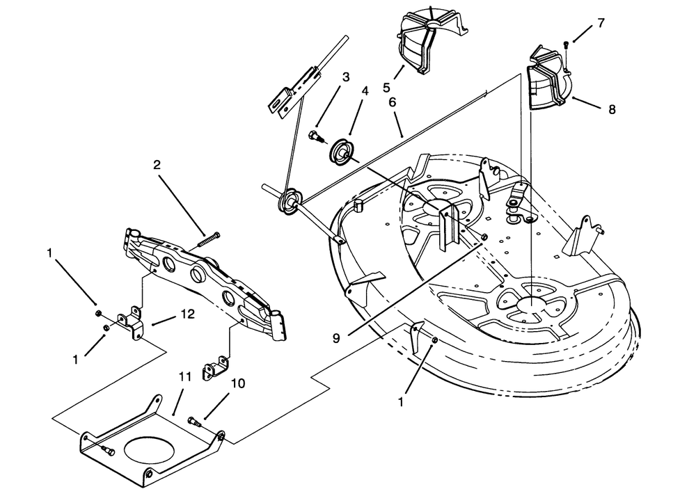 Cable & Cover Assembly (38" Cutting Unit) Diagram and Parts List for 71191 4900001 - 4999999 Toro Lawn Tractor