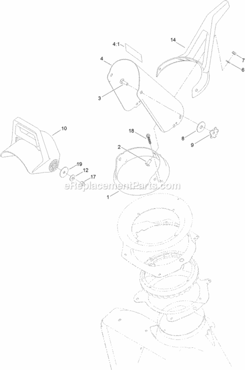 Discharge_Chute_Control_Assembly Diagram and Parts List for 38741 315000001 - 315999999 Toro Snow Blower