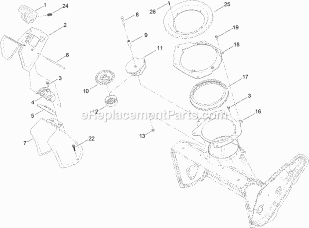 Chute_Control_Assembly Diagram and Parts List for 38743 315000001 - 315999999 Toro Snow Blower