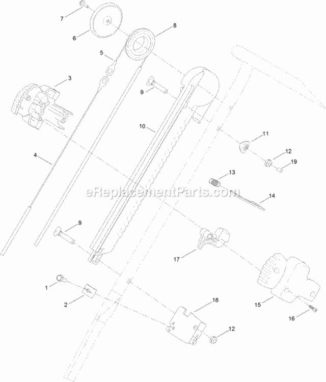 Handle_Chute_Control_Assembly Diagram and Parts List for 38744 315000001 - 315999999 Toro Snow Blower