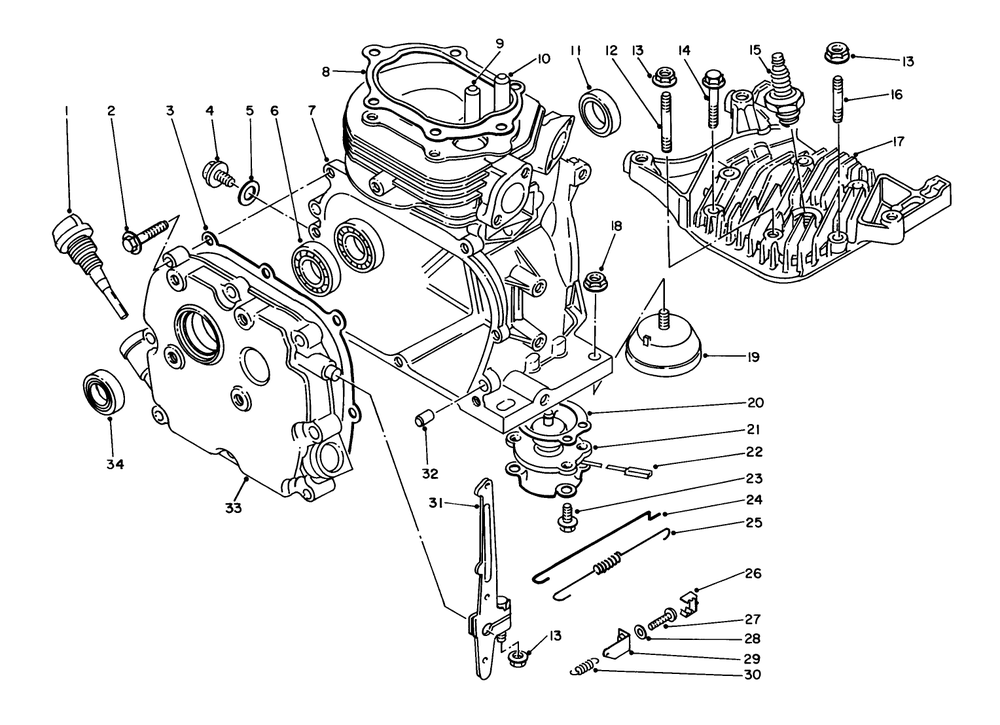 Cylinder Assembly Diagram and Parts List for 62008 7000001 - 7999999 Toro Generator