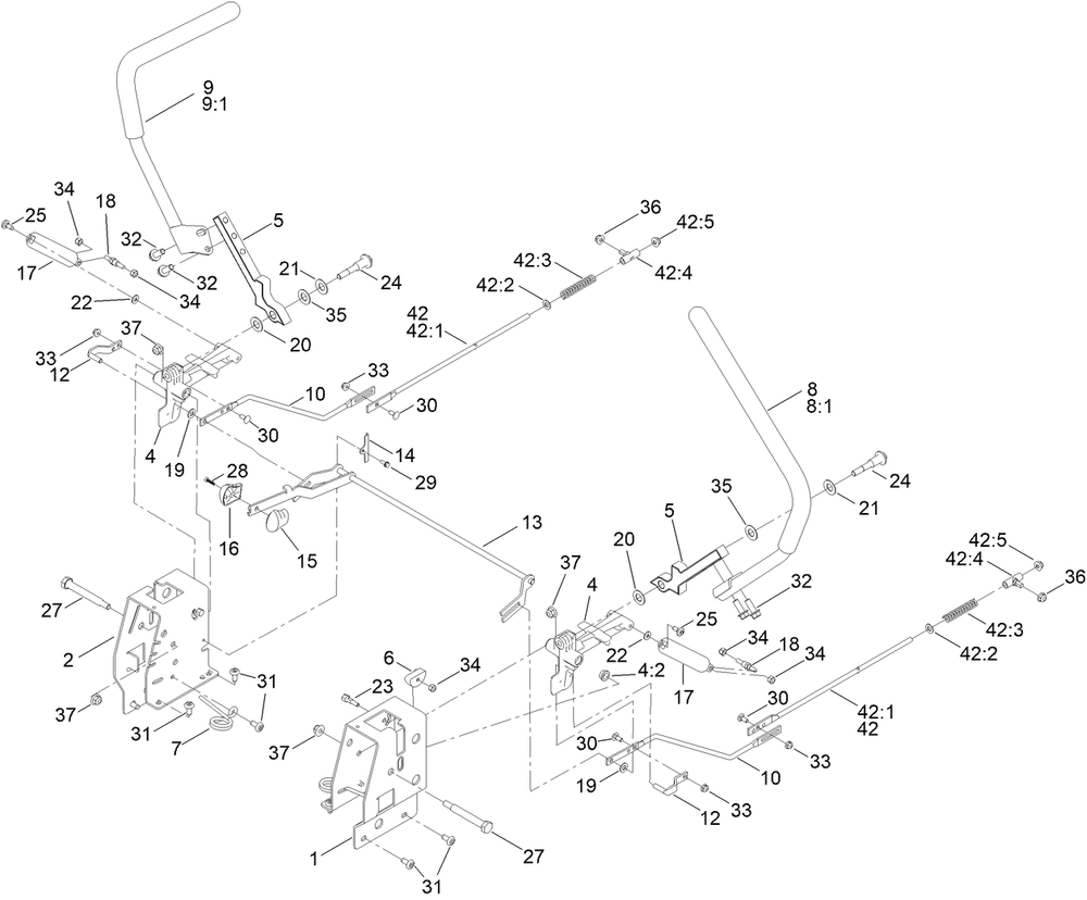 Motion Control Assembly Diagram and Parts List for 75756 412800000 - 999999999 Toro Lawn Tractor