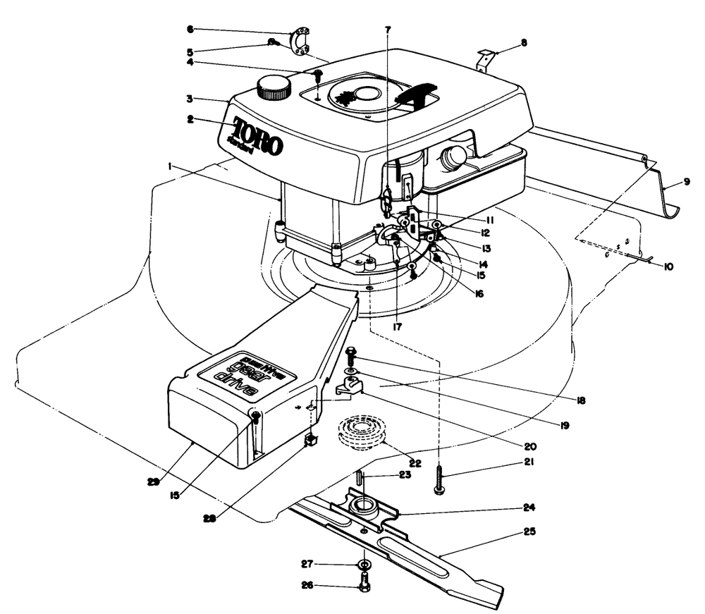 Engine Assembly-Model 16870 Diagram and Parts List for 16860 1000001 - 1999999 Toro Lawn Mower