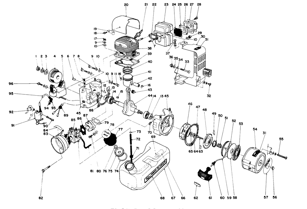 Engine Assembly Diagram and Parts List for 30940 5000001 - 5999999 Toro Leaf Blower / Vacuum