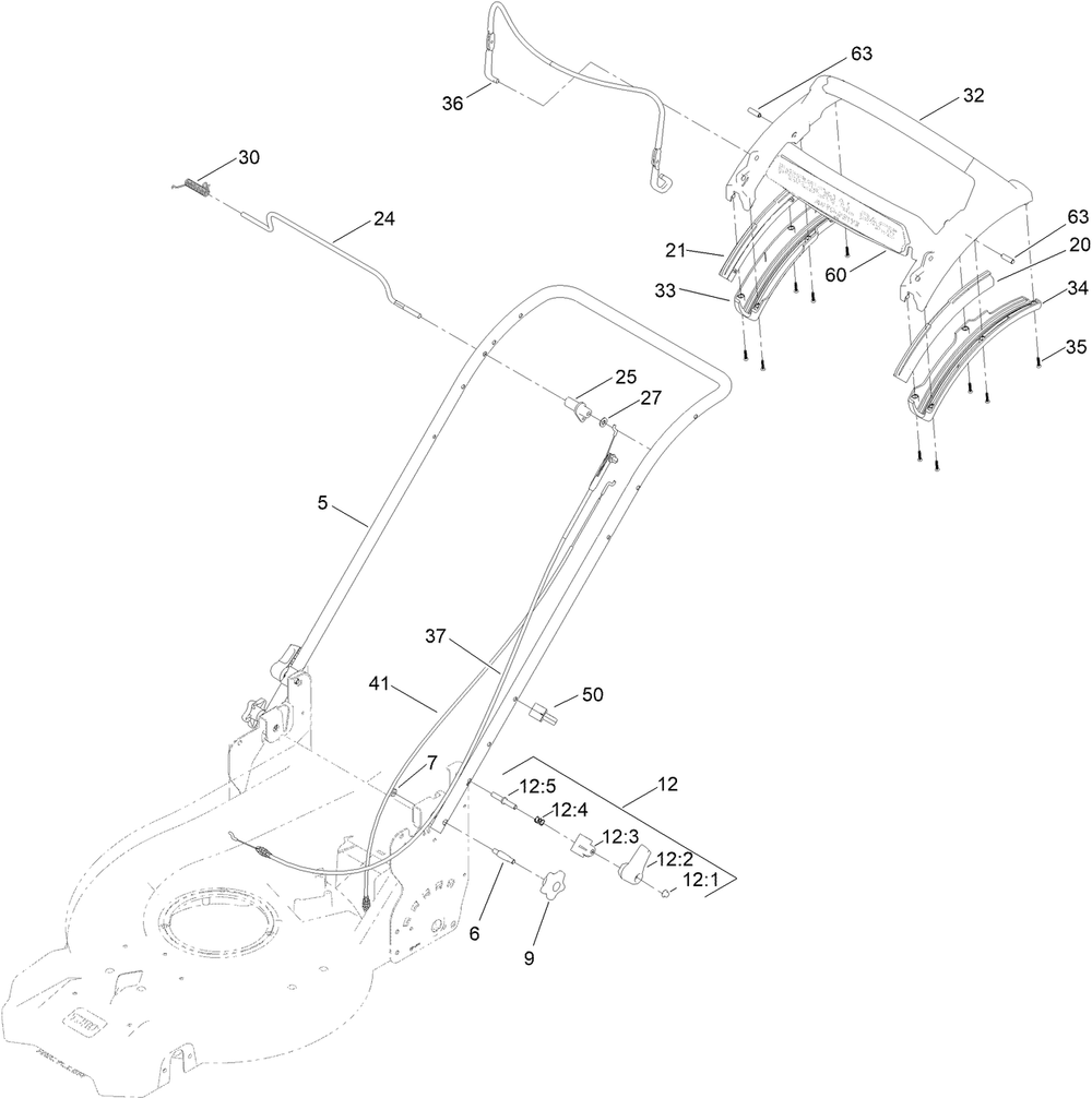 Handle Assembly Diagram and Parts List for 21566 400000000 - 999999999 Toro Lawn Mower