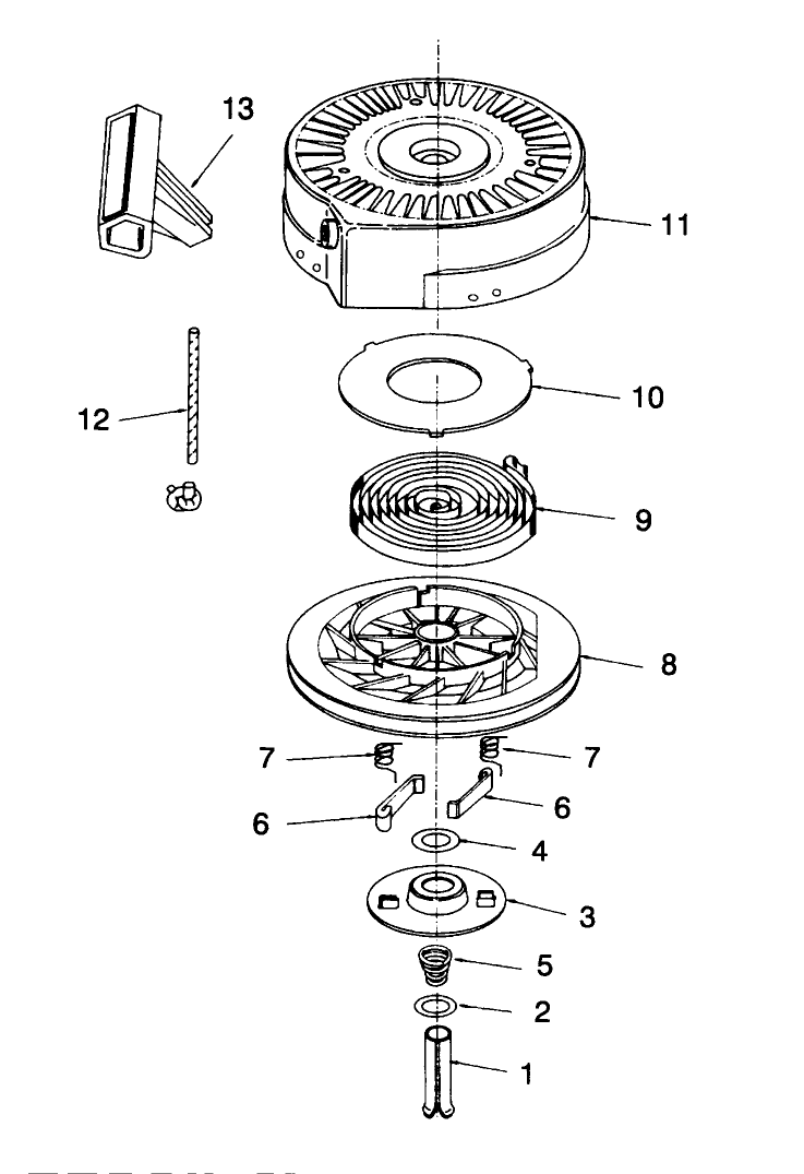 Recoil Starter No. 590652 Diagram and Parts List for 38176 4900001 - 4999999 Toro Snow Blower