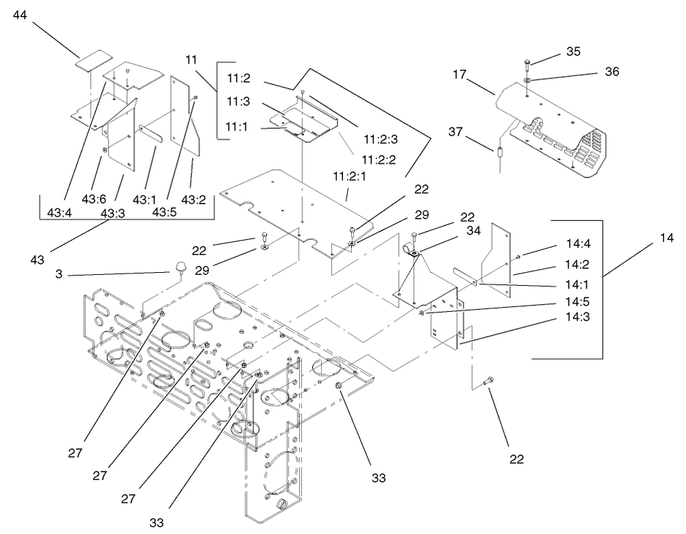 Guard Assembly Diagram and Parts List for 74228 (220000001-220999999)(2002) Toro Lawn Mower
