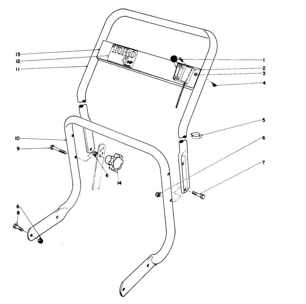 Handle Assembly Diagram and Parts List for 62933 8000001 - 8999999 Toro Leaf Blower / Vacuum