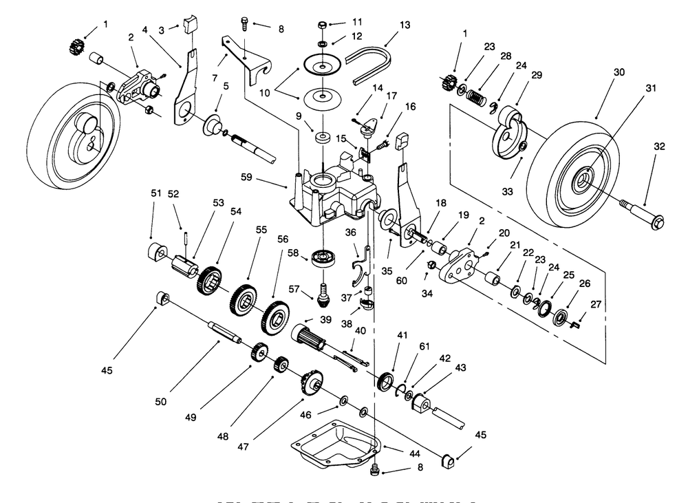 Gear Case Assembly Diagram and Parts List for 20764BC 59000001 - 59999999 Toro Lawn Mower