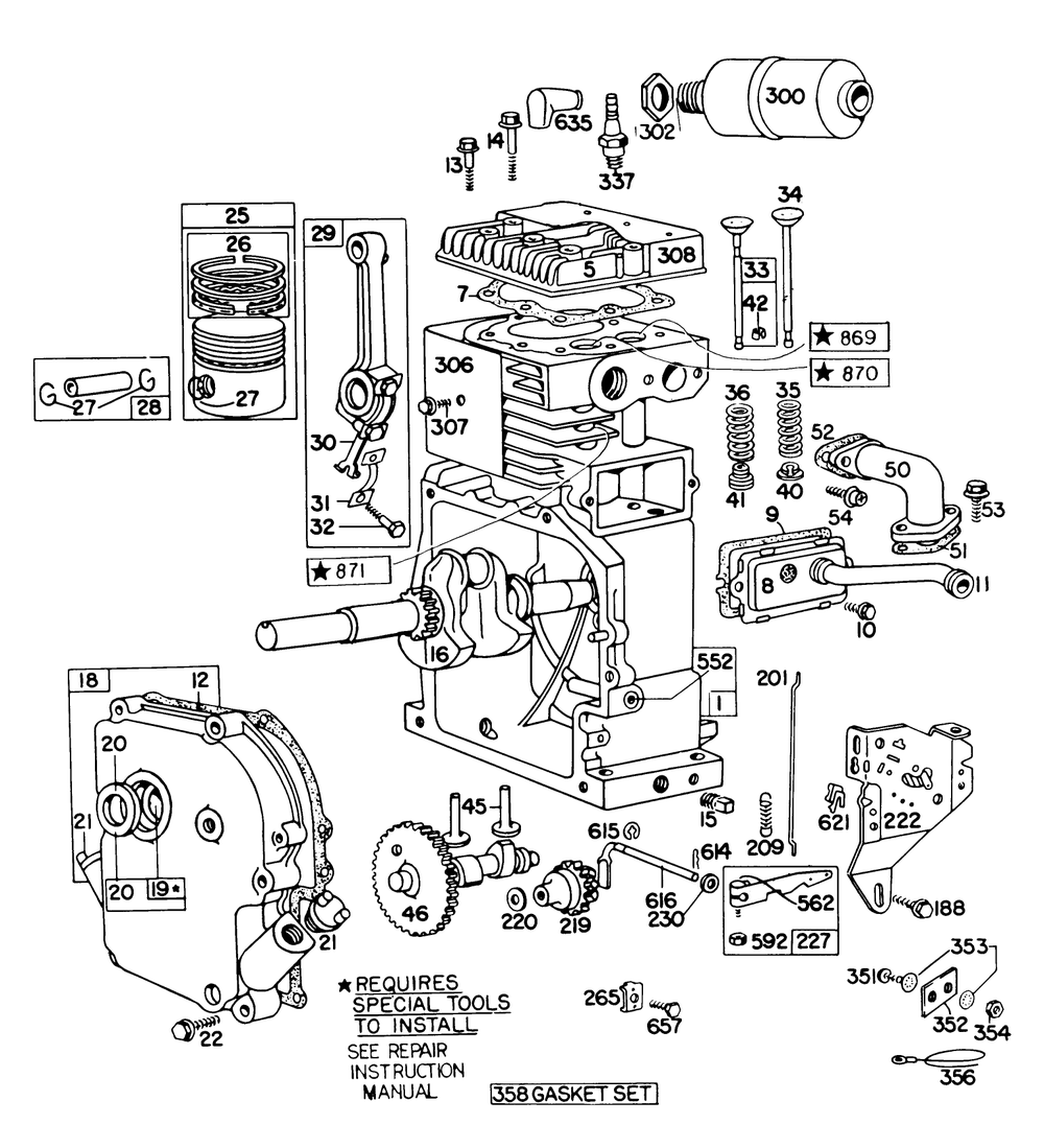 Engine Model No. 190402 Type 0989-01 (8 H.P. Snowthrower Model 3briggs & Stratton Diagram and Parts List for 38160 1000001 - 1999999 Toro Snow Blower