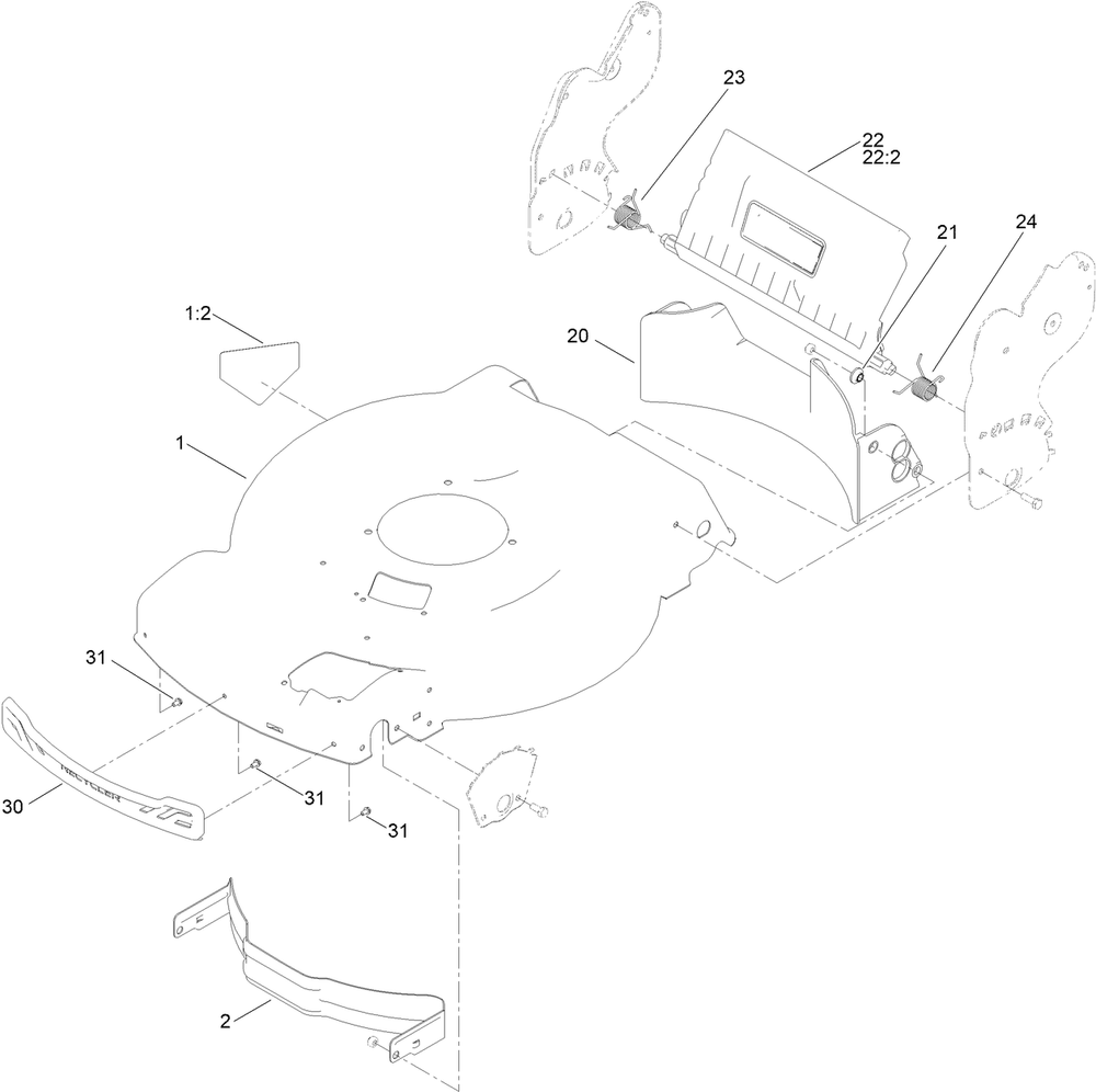 Housing Assembly Diagram and Parts List for 21770 400000000 - 411913203 Toro Lawn Mower